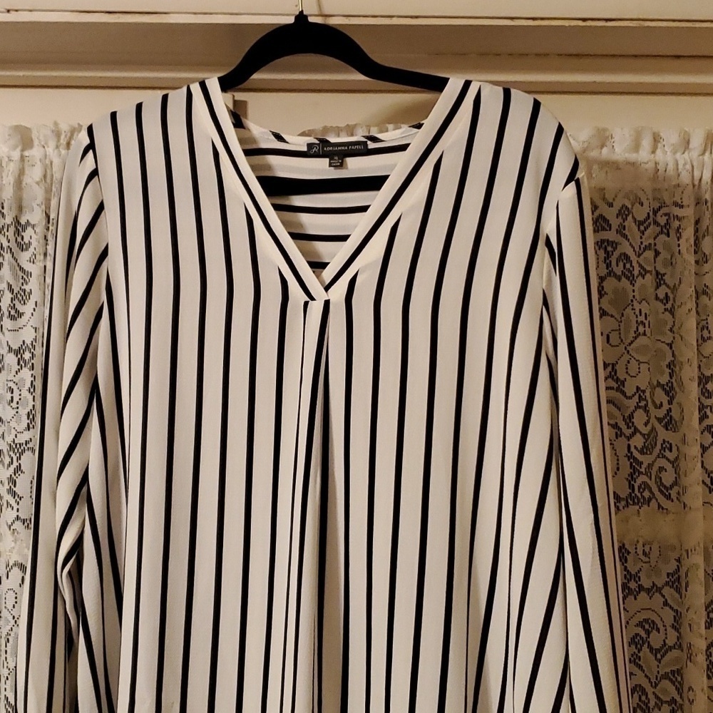 Adrianna Papell Striped Blouse Size XL - Picture 2 of 6